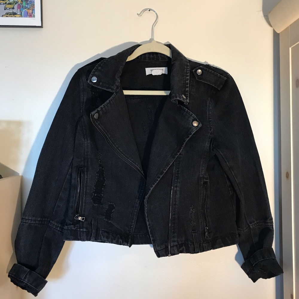 Distressed Motorcycle Jean Jacket